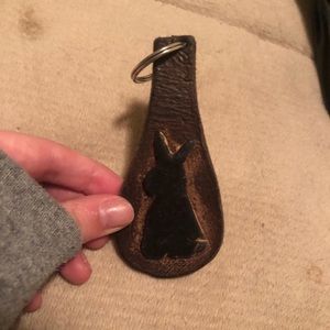 handmade leather bunny rabbit keychain